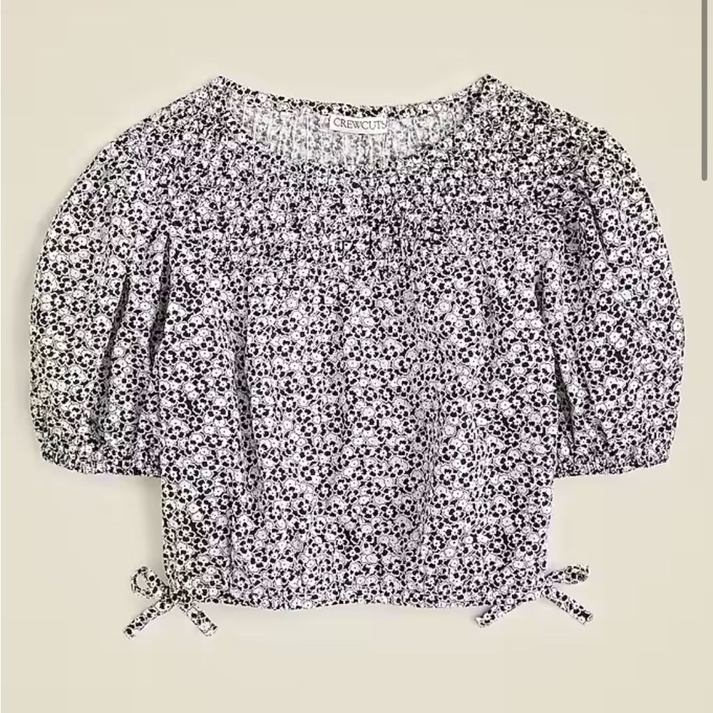 Crewcuts NWT‎ Girls' puff sleeve smocked top in cotton poplin floral